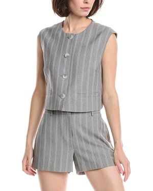 Kenneth Cole Four Button Boxy Pinstripe Vest - Gray