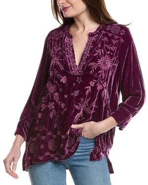 Johnny Was Petite Voyager Velvet Silk-Blend Tunic - Purple