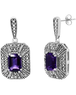 Haus of Brilliance 2.60 Ct. Tw. Diamond & Amethyst Stud Earring - Blue