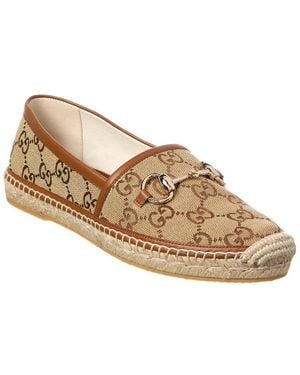 Gucci Horsebit Gg Canvas & Leather Espadrille - Natural