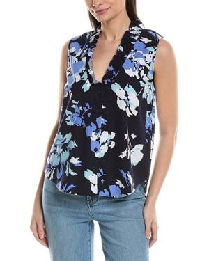 Ellen Tracy Linen-Blend Top - Blue