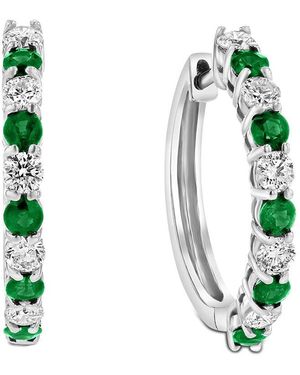 Diana M. Jewels Fine Jewellery 14k 1.35 Ct. Tw. Diamond & Emerald Hoops - Green