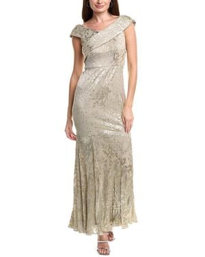 Adrianna Papell Foil Leaf Mermaid Gown - Natural