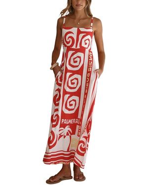 LOEY Printed Maxi Dress - Red