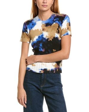 DKNY Printed Mix Rib Sweater - Blue