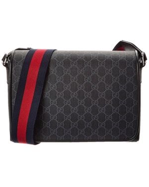 Gucci Gg Supreme Canvas & Leather Crossbody - Grey