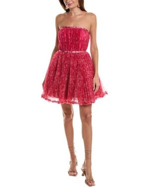Hutch Lenzy Pleated Tulle Mini Dress - Red