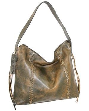 Nino Bossi La Maja Hobo Aviator Leather Shoulder Bag - Grey