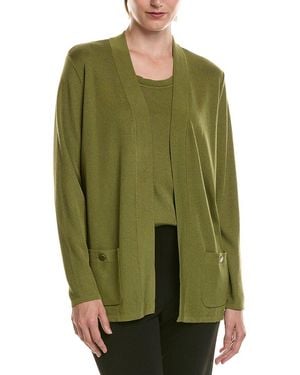 Anne Klein Petite Semi Sheer Short Sleeve Cardigan - Green