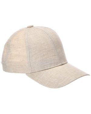 Vince Embroidered Linen Baseball Cap - Natural