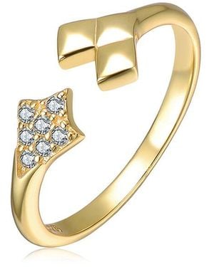 Rachel Glauber 14K Plated Cz Arrowhead Ring - Metallic