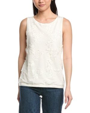 Anne Klein Floral Applique Tank - White