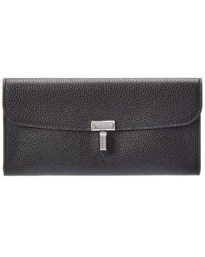 TOTEME T-Lock Leather Continental Wallet - Gray