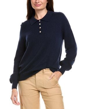 Kier + J Kier + J Wool & Cashmere-Blend Oversized Polo Jumper - Blue