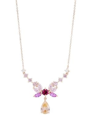 Savvy Cie Cz Drop Necklace - Pink