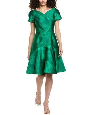 Teri Jon Jacquard A-Line Dress - Green