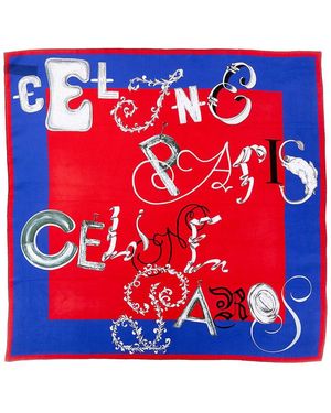 Celine Square Silk Scarf - Red