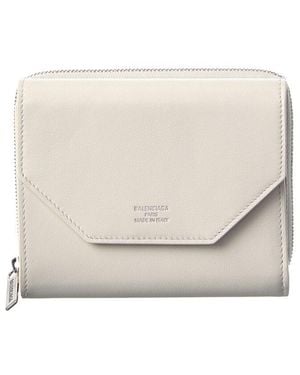 Balenciaga Envelope Compact Leather Wallet - Natural