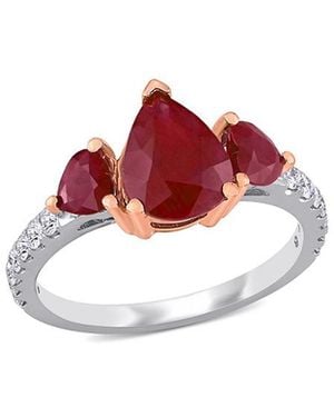 Diamond Select Cuts 14K Two-Tone 3.10 Ct. Tw. Diamond & Ruby Ring - Red