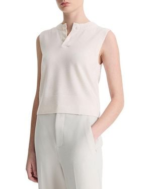 Vince Wool & Cashmere-Blend Henley Crew Neck Shell - White