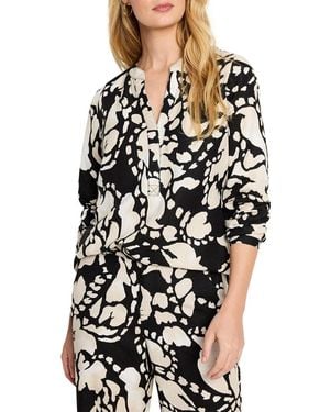 NIC+ZOE Evening Petal Linen-Blend Woven Shirt - Black