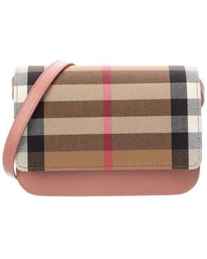 Burberry Madison Check Canvas & Leather Crossbody - Brown
