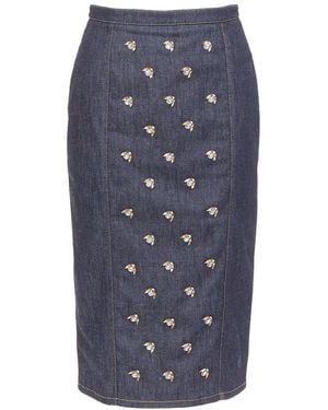 Dior Denim Midi Skirt, Size Fr (Authentic Pre-Loved) - Blue