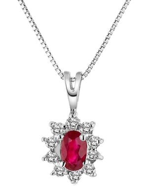Diana M. Jewels Fine Jewelry 14k 0.35 Ct. Tw. Diamond & Ruby Pendant Necklace - Pink