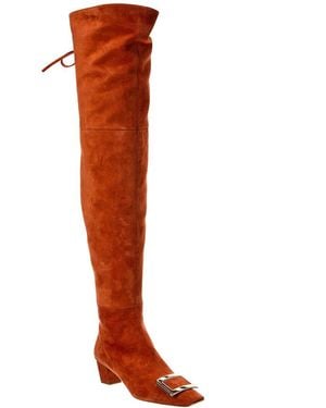 Roger Vivier Suede Thigh-High Boot - Brown