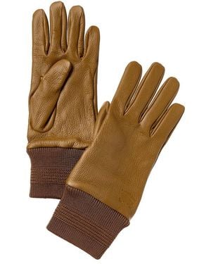 Burberry Rib Cuff Leather Gloves - Brown