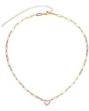 Adornia 14K Plated Mother Of Pearl Cz Mini Heart Chain Necklace - Natural