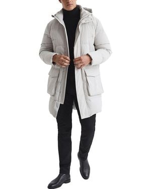 Reiss Skye Hooded Mid Puffer Coat - Grey