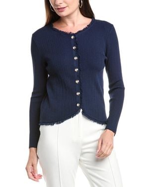Tahari Variegated Rib Curved Hem Jumper - Blue