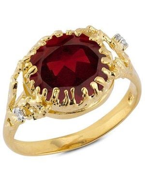 Reiss 14k 4.93 Ct. Tw. Diamond & Garnet Cocktail Ring - White