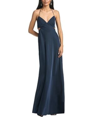 Sachin & Babi Alexandra Back Cutout Matte Charmeuse Gown - Blue