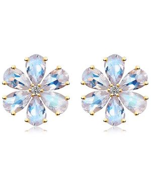 Kai Fine Jewelry 14K 2.43 Ct. Tw. Diamond & Moonstone Stud Earrings - Blue
