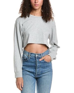 KatieJnyc Izzy Cropped Raw Edge Slub T-Shirt - Gray