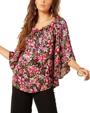 Hale Bob Off Shoulder Silk-blend Top - Red