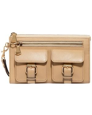 Aimee Kestenberg Saddle-Up Leather Wristlet Clutch - Natural