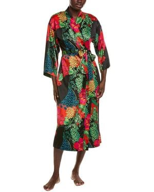 Natori Harvest Printed Satin Robe - Green