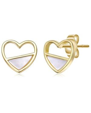 Rachel Glauber 14K Plated Pearl Earrings - Metallic