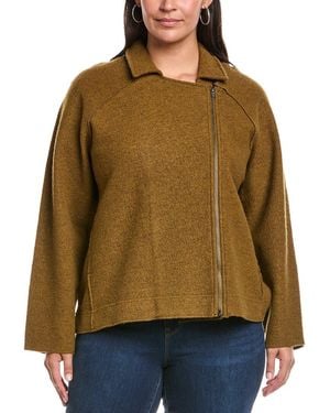 Eileen Fisher Plus Wool Moto Jacket - Brown