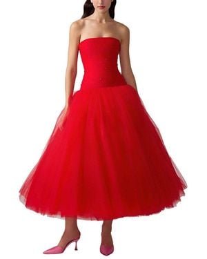 Carolina Herrera Strapless Full Midi Dress - Red