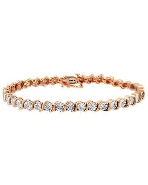 Haus of Brilliance 14K Rose Over 0.25 Ct. Tw. Diamond Link Bracelet - White
