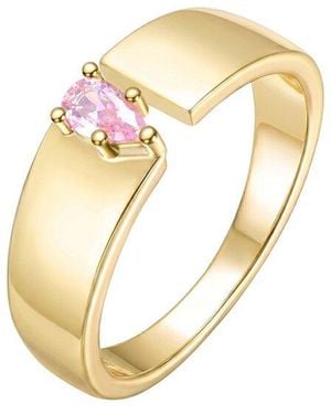 Rachel Glauber 14K Plated Cz Open Ring - Metallic