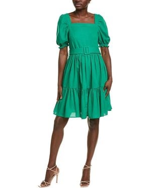 BGL Linen-Blend Mini Dress - Green