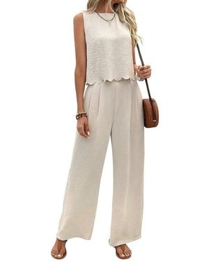 Kayla Paris 2Pc Vest & Pant Set - Natural
