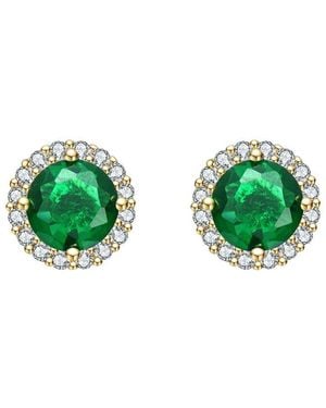 Rachel Glauber 14K Diamond Cz Earrings - Green