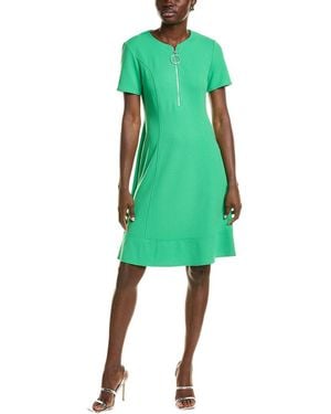 Joseph Ribkoff Front Zipper A-Line Dress - Green