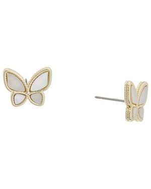 Juvell 18K Plated Pearl Butterfly Earrings - Metallic